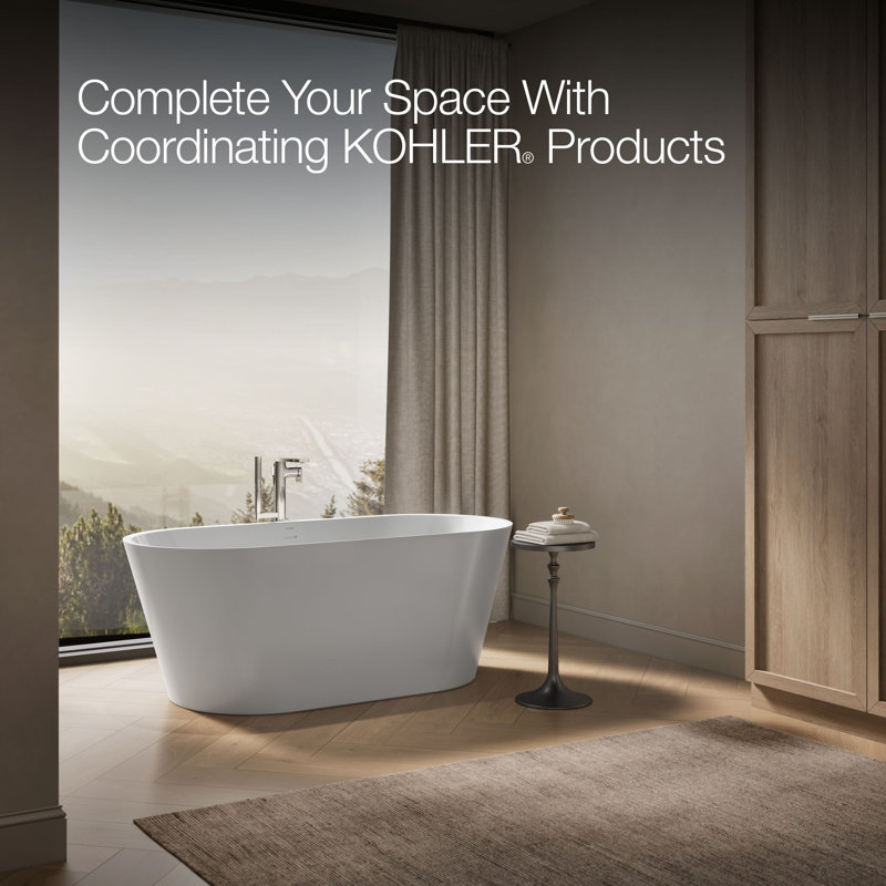 Kohler Evok 66 In. X 30 In. Freestanding Bath With Center Toe-Tap